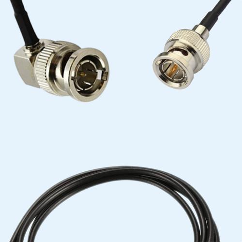 75 Ohm BNC Male Right Angle to BNC Male RG174 RF Cable Assembly