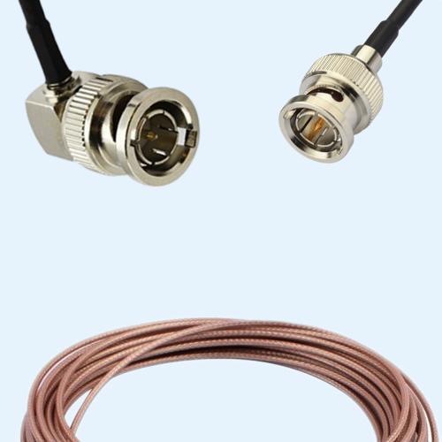 75 Ohm BNC Male Right Angle to BNC Male RG179 RF Cable Assembly