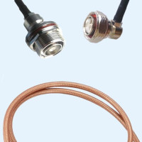 7/16 DIN Bulkhead Female to 7/16 DIN Male Right Angle RG142 Cable
