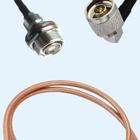 7/16 DIN Bulkhead Female to N Male Right Angle RG142 RF Cable Assembly