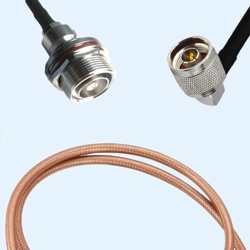 7/16 DIN Bulkhead Female to N Male Right Angle RG142 RF Cable Assembly