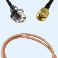 7/16 DIN Bulkhead Female to RP SMA Male RG142 RF Cable Assembly