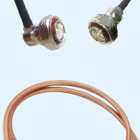 7/16 DIN Male Right Angle to 7/16 DIN Male RG142 RF Cable Assembly