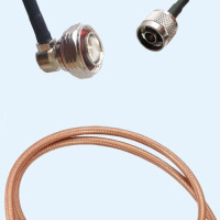 7/16 DIN Male Right Angle to N Male RG142 RF Cable Assembly