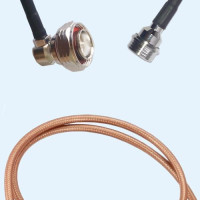 7/16 DIN Male Right Angle to QN Male RG142 RF Cable Assembly