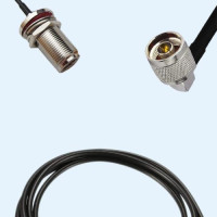 N Bulkhead Female to N Male Right Angle LMR100 RF Cable Assembly