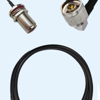 N Bulkhead Female to N Male Right Angle LMR200 RF Cable Assembly