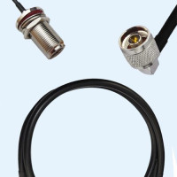 N Bulkhead Female to N Male Right Angle LMR200 RF Cable Assembly