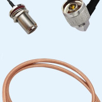 N Bulkhead Female to N Male Right Angle RG142 RF Cable Assembly