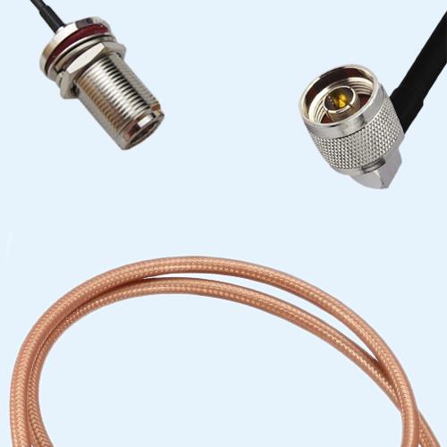 N Bulkhead Female to N Male Right Angle RG142 RF Cable Assembly