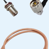 N Bulkhead Female to N Male Right Angle RG400 RF Cable Assembly