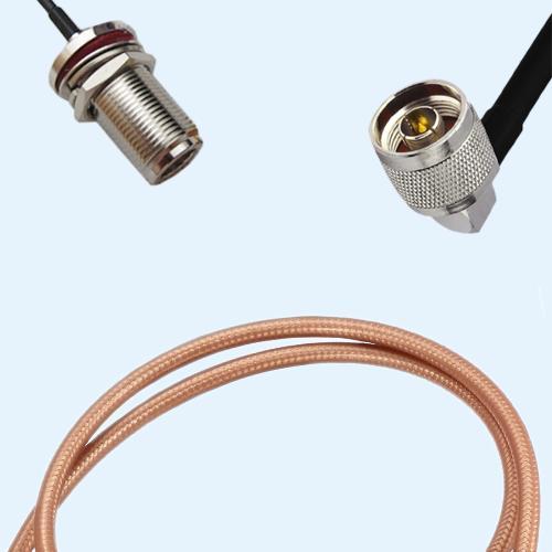 N Bulkhead Female to N Male Right Angle RG400 RF Cable Assembly