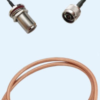 N Bulkhead Female to N Male RG400 RF Cable Assembly