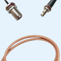 N Bulkhead Female to QMA Bulkhead Female RG400 RF Cable Assembly