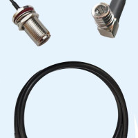 N Bulkhead Female to QMA Male Right Angle LMR195 RF Cable Assembly