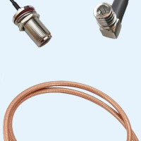 N Bulkhead Female to QMA Male Right Angle RG142 RF Cable Assembly
