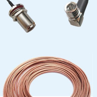 N Bulkhead Female to QMA Male Right Angle RG188 RF Cable Assembly