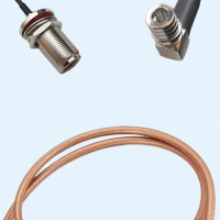 N Bulkhead Female to QMA Male Right Angle RG400 RF Cable Assembly
