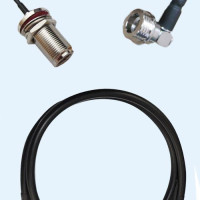 N Bulkhead Female to QN Male Right Angle LMR200 RF Cable Assembly