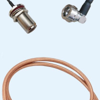 N Bulkhead Female to QN Male Right Angle RG142 RF Cable Assembly