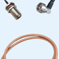 N Bulkhead Female to QN Male Right Angle RG400 RF Cable Assembly