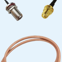 N Bulkhead Female to RP SMA Bulkhead Female RG400 RF Cable Assembly