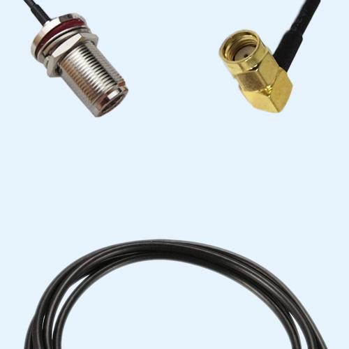 N Bulkhead Female to RP SMA Male Right Angle LMR100 RF Cable Assembly