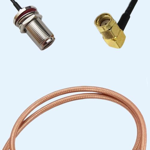 N Bulkhead Female to RP SMA Male Right Angle RG400 RF Cable Assembly