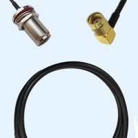 N Bulkhead Female to RP SMA Male Right Angle RG58 RF Cable Assembly