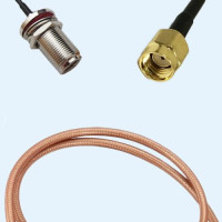 N Bulkhead Female to RP SMA Male RG142 RF Cable Assembly