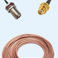 N Bulkhead Female to SMA Bulkhead Female RG188 RF Cable Assembly
