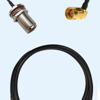 N Bulkhead Female to SMA Male Right Angle LMR195 RF Cable Assembly