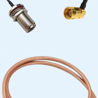 N Bulkhead Female to SMA Male Right Angle RG142 RF Cable Assembly