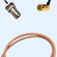 N Bulkhead Female to SMA Male Right Angle RG400 RF Cable Assembly