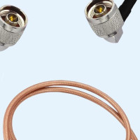 N Male Right Angle to N Male Right Angle RG142 RF Cable Assembly
