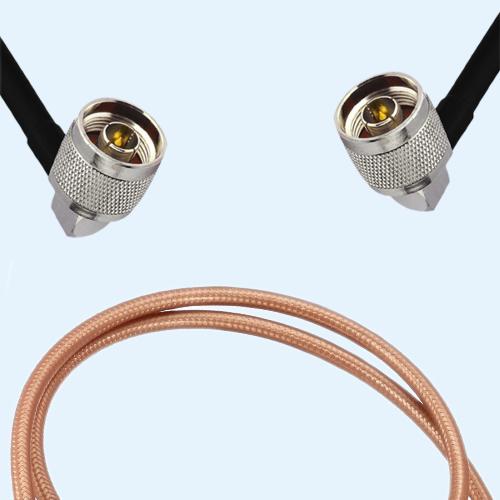 N Male Right Angle to N Male Right Angle RG142 RF Cable Assembly