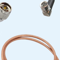 N Male Right Angle to QMA Male Right Angle RG142 RF Cable Assembly