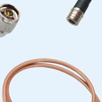 N Male Right Angle to QMA Male RG142 RF Cable Assembly