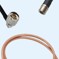 N Male Right Angle to QMA Male RG142 RF Cable Assembly