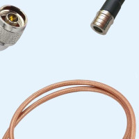 N Male Right Angle to QMA Male RG400 RF Cable Assembly