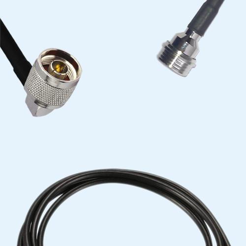 N Male Right Angle to QN Male LMR100 RF Cable Assembly