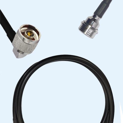 N Male Right Angle to QN Male LMR200 RF Cable Assembly