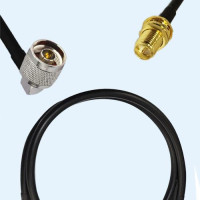 N Male Right Angle to RP SMA Bulkhead Female LMR195 RF Cable Assembly
