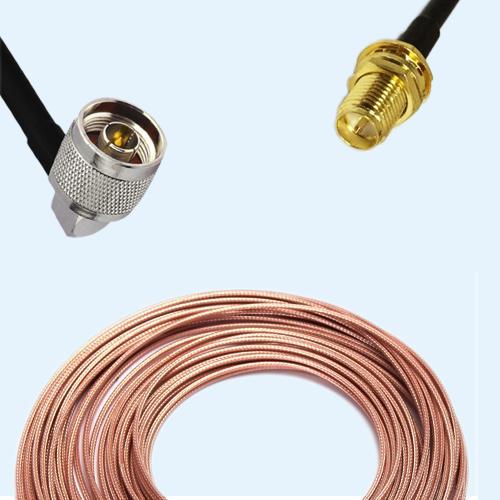 N Male Right Angle to RP SMA Bulkhead Female RG188 RF Cable Assembly