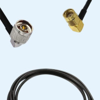 N Male Right Angle to RP SMA Male Right Angle LMR100 RF Cable Assembly