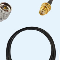 N Male Right Angle to SMA Bulkhead Female LMR195 RF Cable Assembly