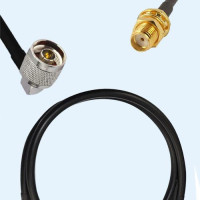 N Male Right Angle to SMA Bulkhead Female LMR195 RF Cable Assembly