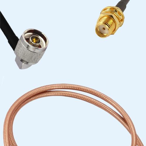 N Male Right Angle to SMA Bulkhead Female RG142 RF Cable Assembly