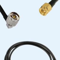 N Male Right Angle to SMA Male LMR100 RF Cable Assembly