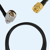 N Male Right Angle to SMA Male LMR200 RF Cable Assembly
